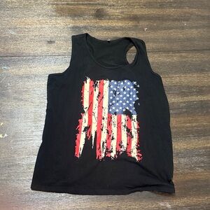 Black Tank Top with American Flag Design